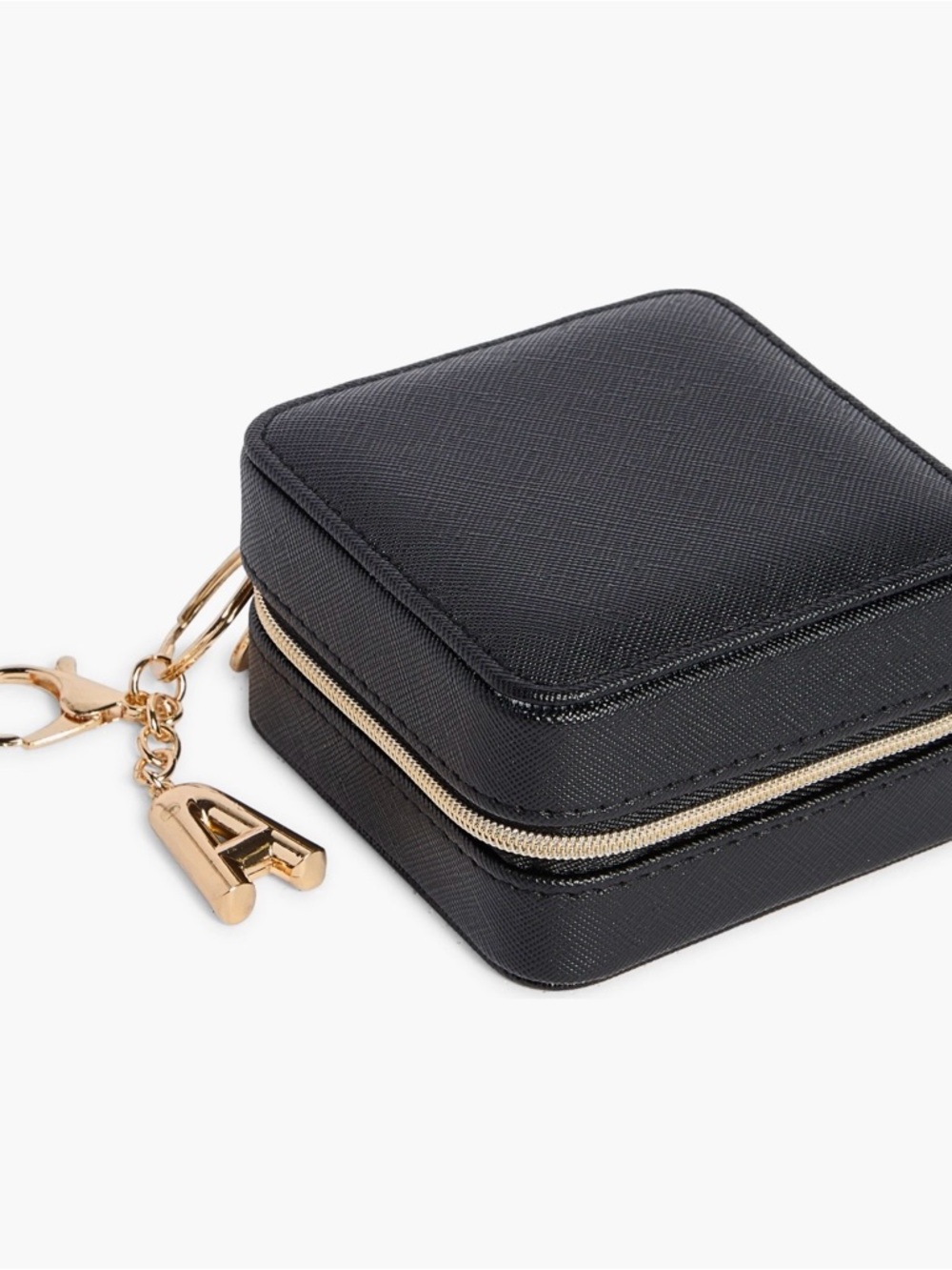 Nordstrom Black Jewelry Travel Case with Gold Initial Charm